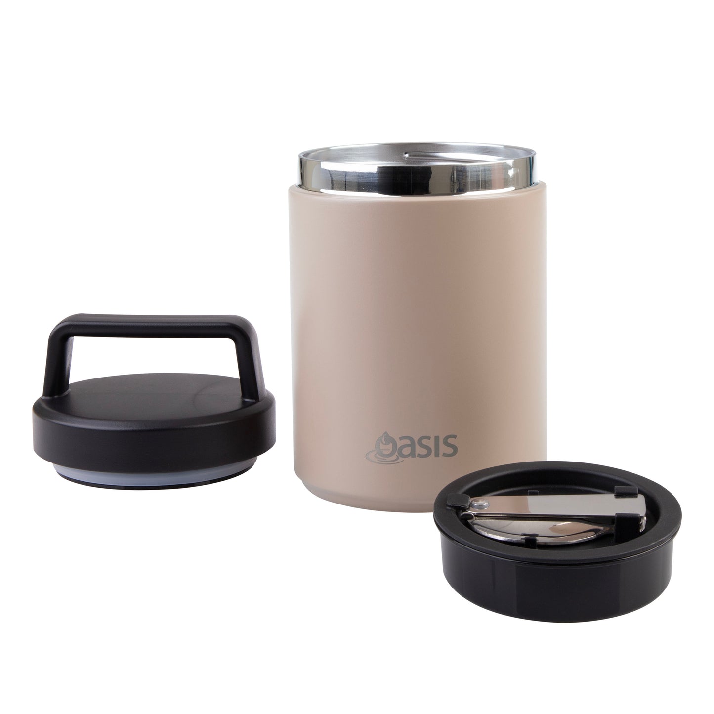 Insulated Food Flask with Handle & Spoon | Latte 480ml