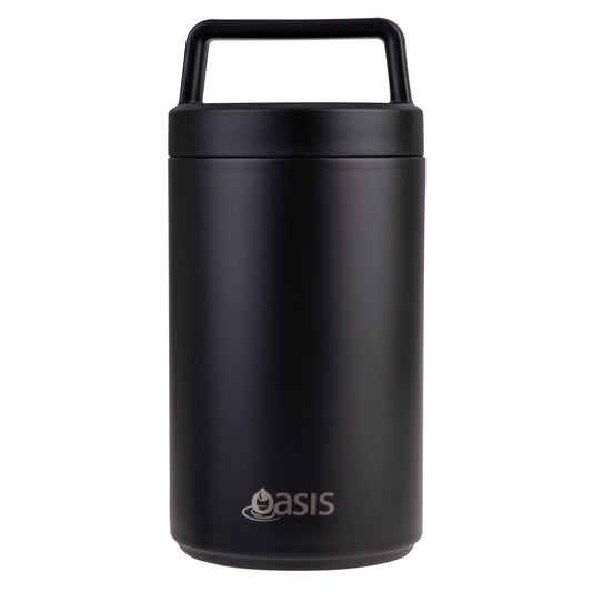Insulated Food Flask with Handle & Spoon | Black 700ml