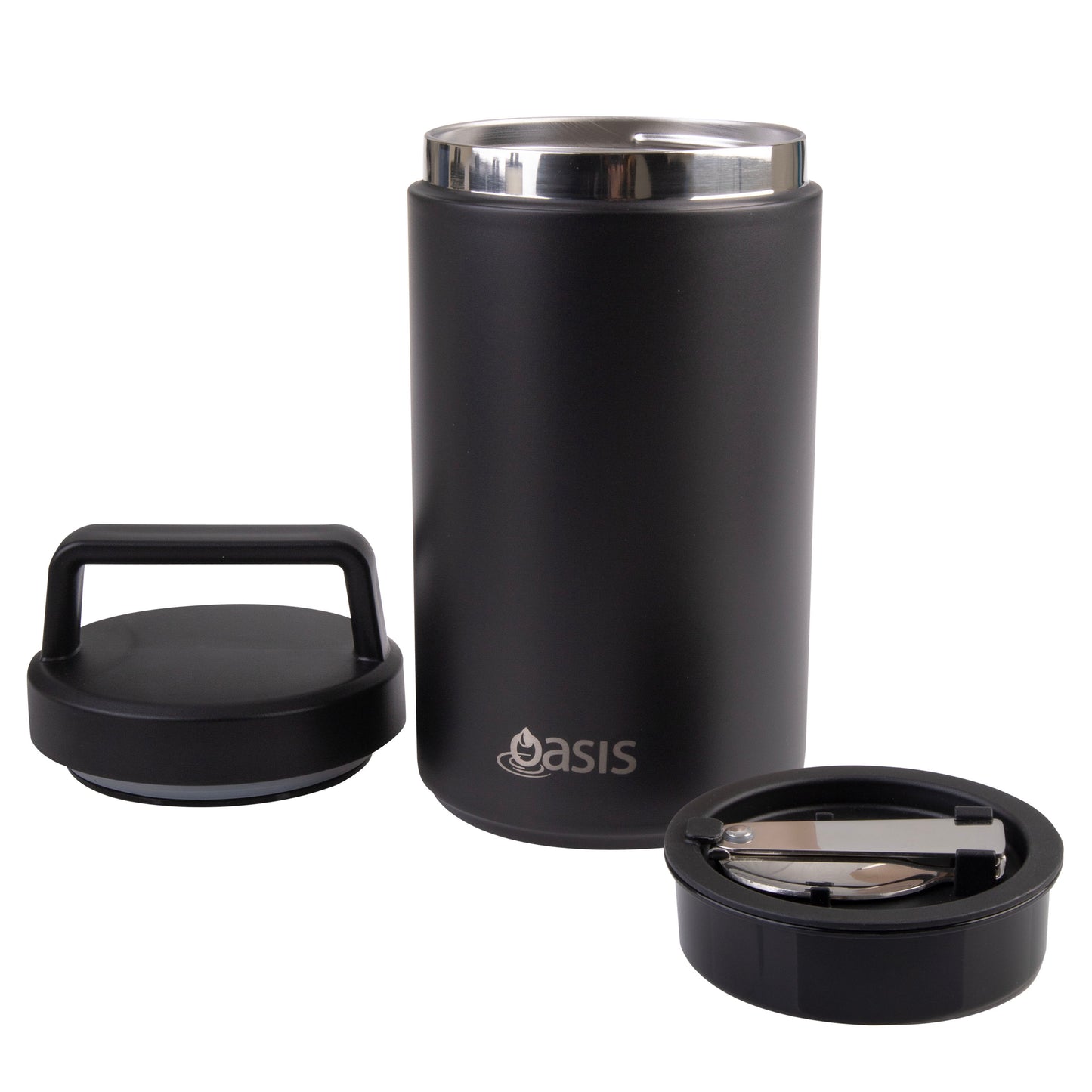 Insulated Food Flask with Handle & Spoon | Black 700ml