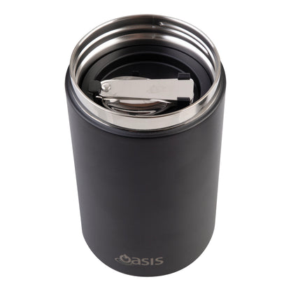 Insulated Food Flask with Handle & Spoon | Black 700ml