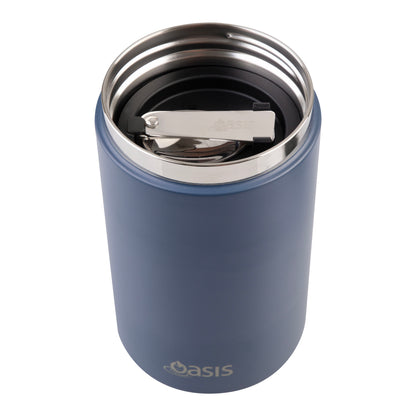 Insulated Food Flask with Handle & Spoon | Indigo 700ml