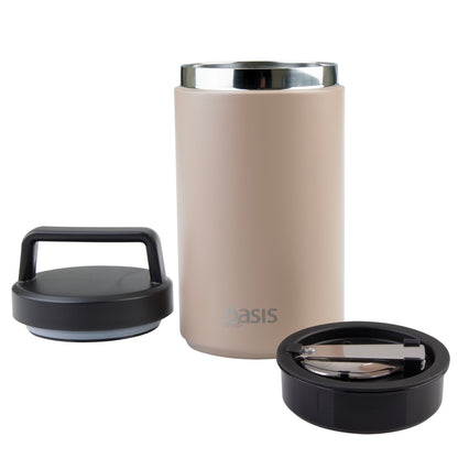 Insulated Food Flask with Handle & Spoon | Latte 700ml