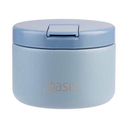 Double Wall S/S Insulated Food Flask w/Quick Release Lid | Hazy Blue 300ml