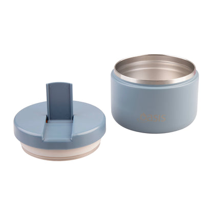 Double Wall S/S Insulated Food Flask w/Quick Release Lid | Hazy Blue 300ml