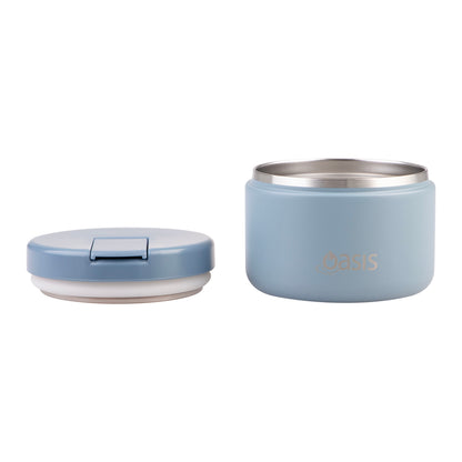 Double Wall S/S Insulated Food Flask w/Quick Release Lid | Hazy Blue 300ml