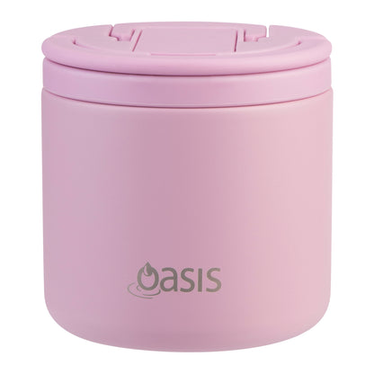 Double Wall S/S Insulated Food Flask w/Quick Release Lid & Spork | Blush 550ml
