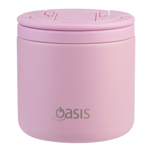 Double Wall S/S Insulated Food Flask w/Quick Release Lid & Spork | Blush 550ml
