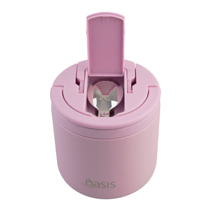 Double Wall S/S Insulated Food Flask w/Quick Release Lid & Spork | Blush 550ml