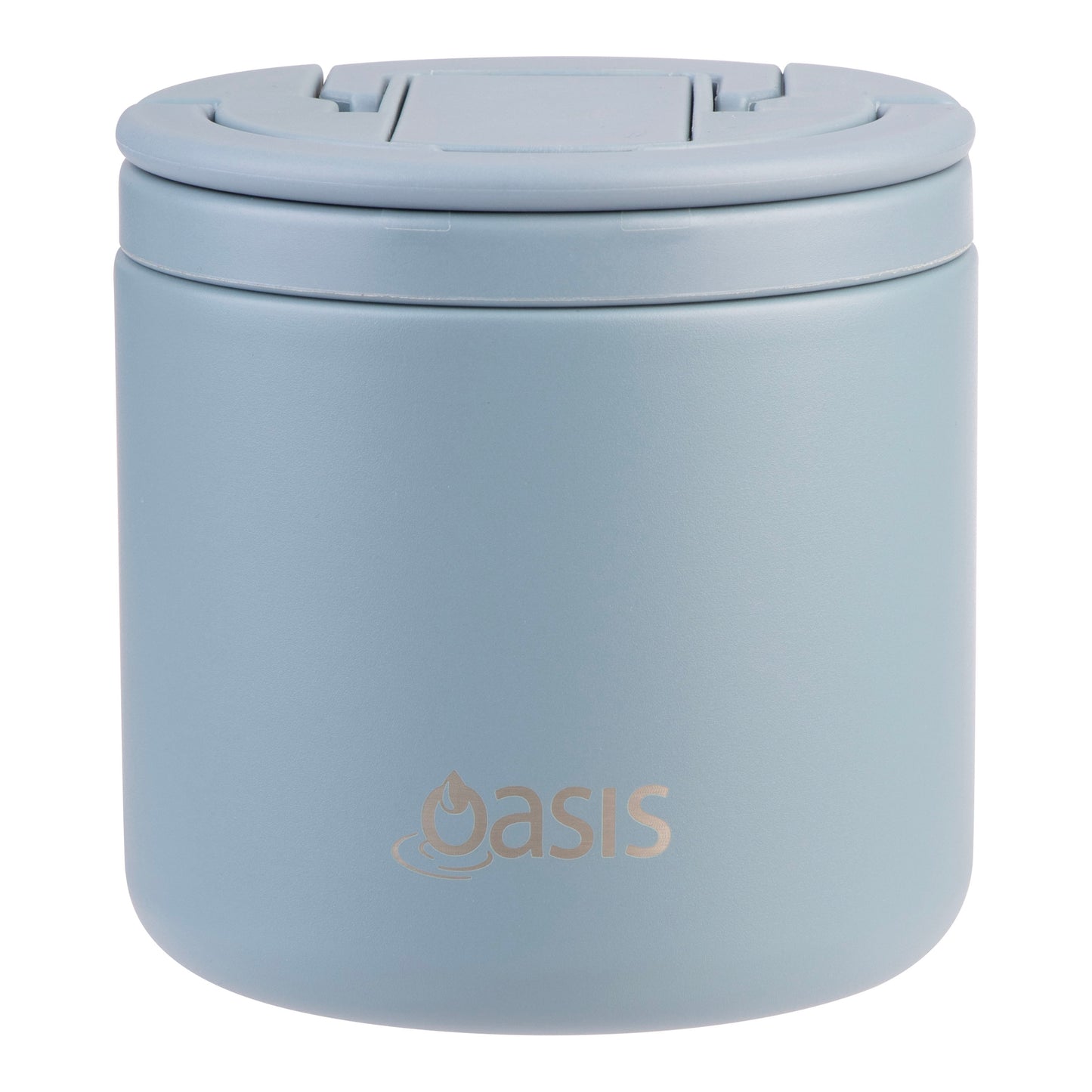 Double Wall S/S Insulated Food Flask w/Quick Release Lid & Spork | Hazy Blue 550ml