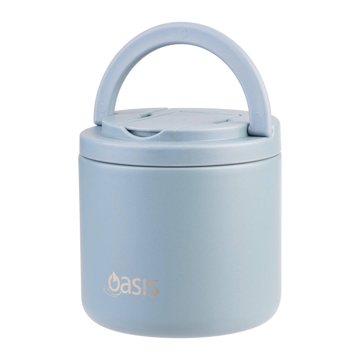 Double Wall S/S Insulated Food Flask w/Quick Release Lid & Spork | Hazy Blue 550ml