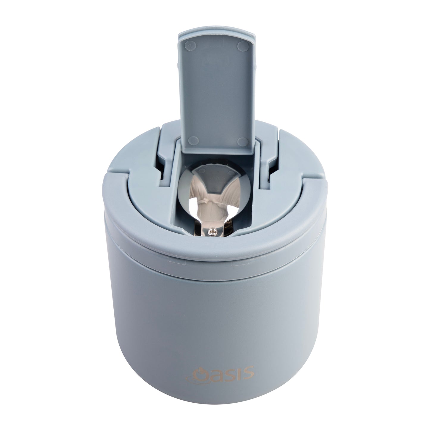 Double Wall S/S Insulated Food Flask w/Quick Release Lid & Spork | Hazy Blue 550ml