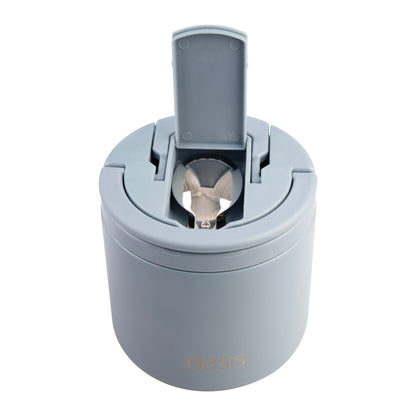 Double Wall S/S Insulated Food Flask w/Quick Release Lid & Spork | Hazy Blue 550ml