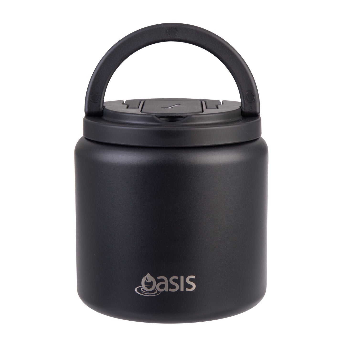 Double Wall S/S Insulated Food Flask w/Quick Release Lid & Spork | Black 700ml