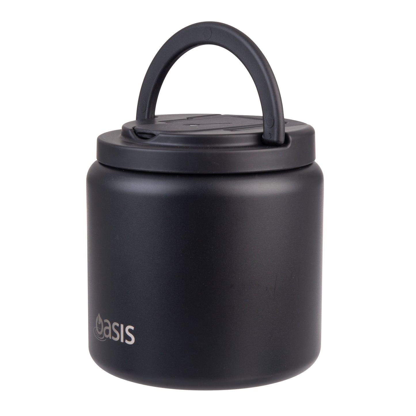 Double Wall S/S Insulated Food Flask w/Quick Release Lid & Spork | Black 700ml