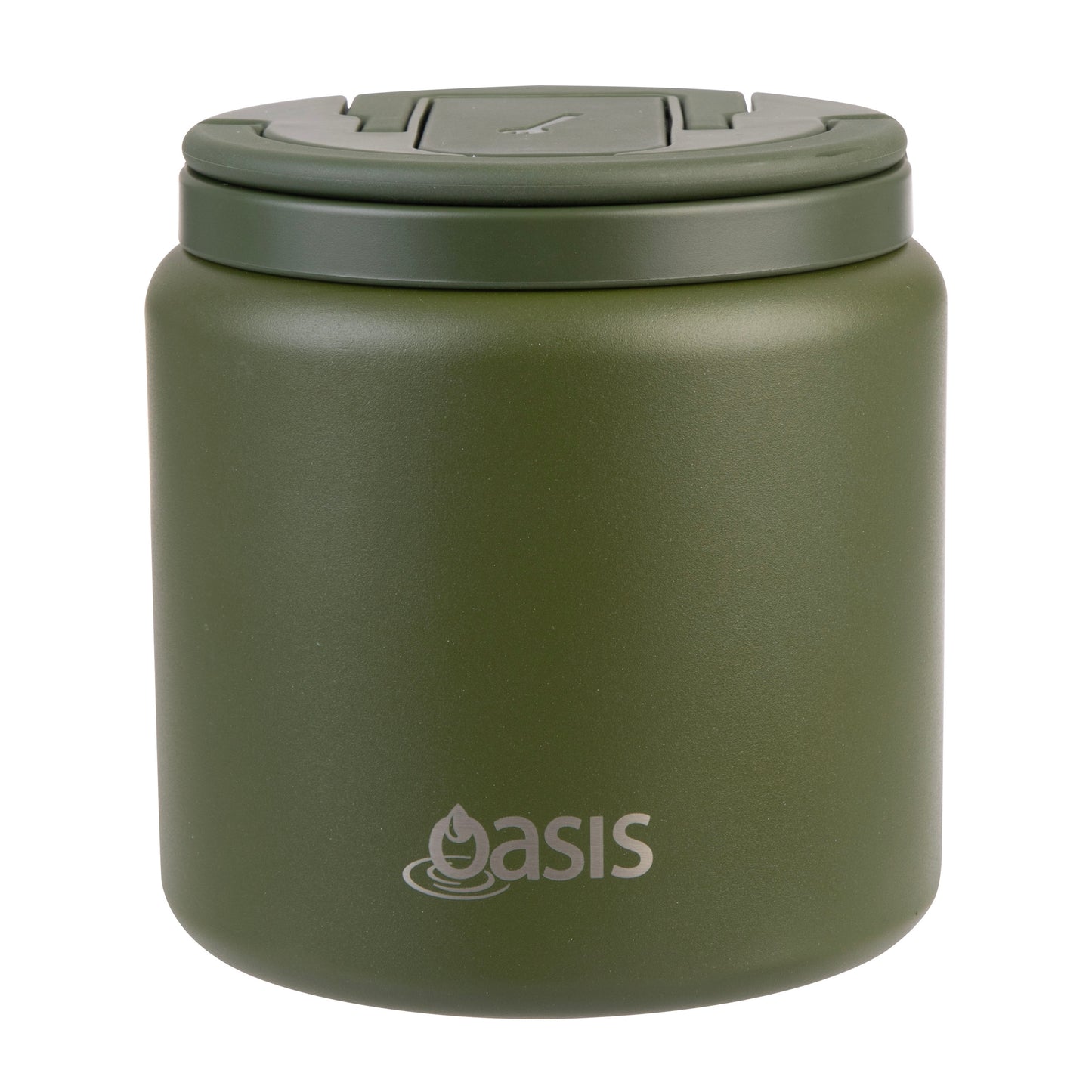 Double Wall S/S Insulated Food Flask w/Quick Release Lid & Spork | Forest Green 700ml