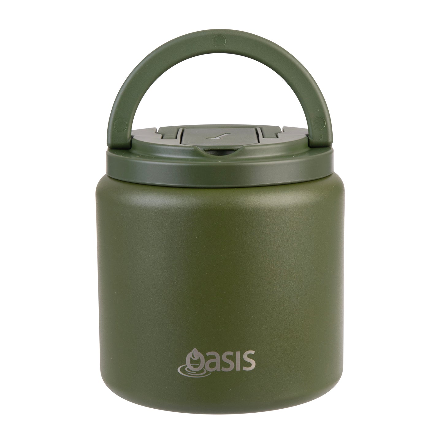 Double Wall S/S Insulated Food Flask w/Quick Release Lid & Spork | Forest Green 700ml