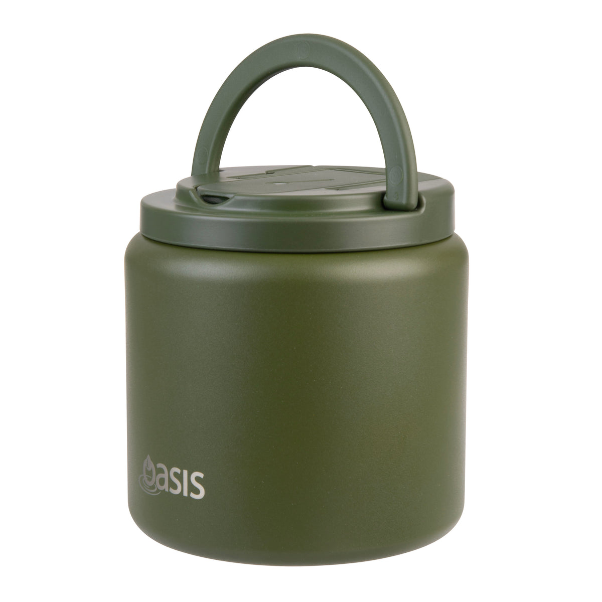 Double Wall S/S Insulated Food Flask w/Quick Release Lid & Spork | Forest Green 700ml