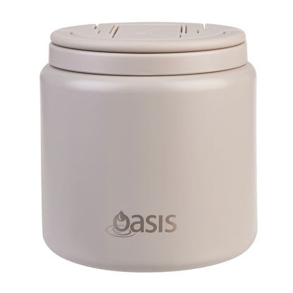 Double Wall S/S Insulated Food Flask w/Quick Release Lid & Spork | Stone 700ml