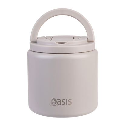 Double Wall S/S Insulated Food Flask w/Quick Release Lid & Spork | Stone 700ml