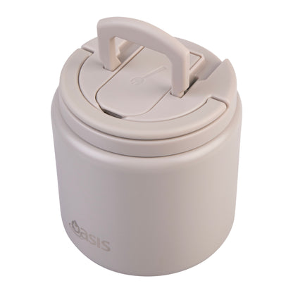 Double Wall S/S Insulated Food Flask w/Quick Release Lid & Spork | Stone 700ml