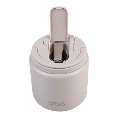 Double Wall S/S Insulated Food Flask w/Quick Release Lid & Spork | Stone 700ml