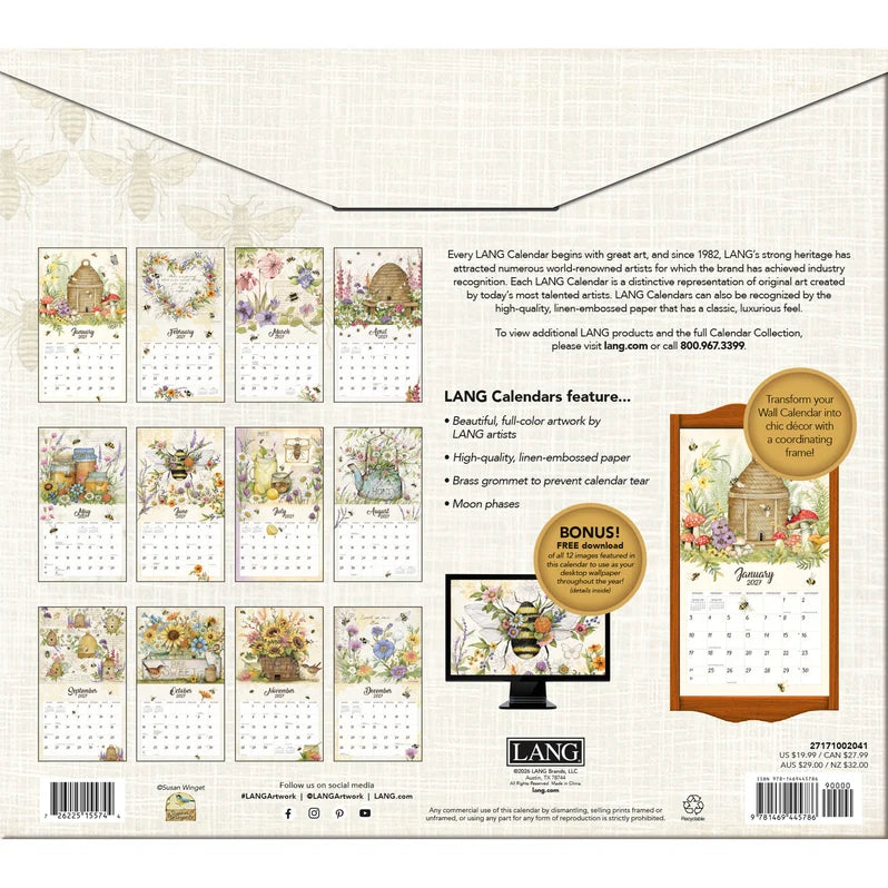 Bees In Bloom 2027 Wall Calendar