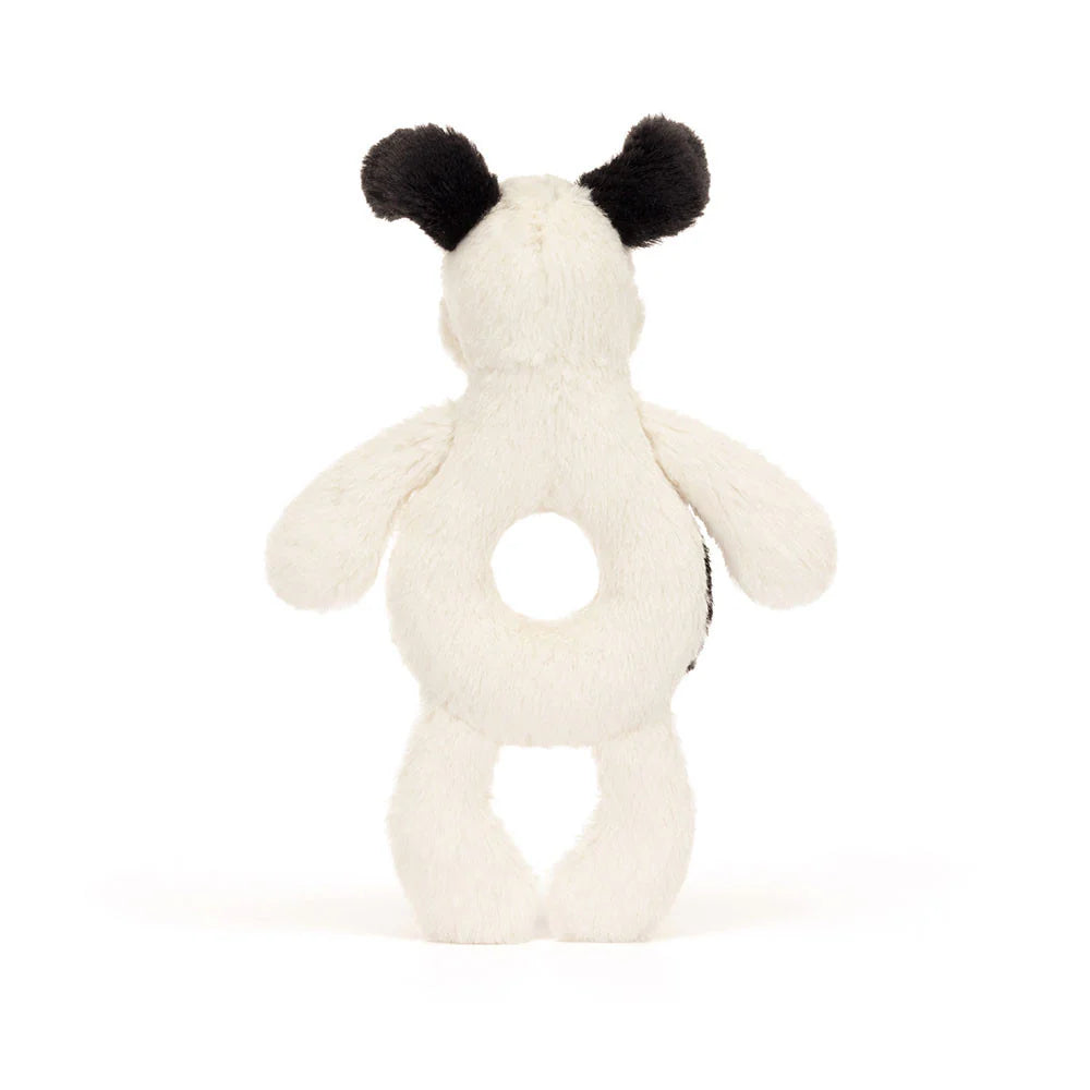 Bashful Black & Cream Puppy Rattle