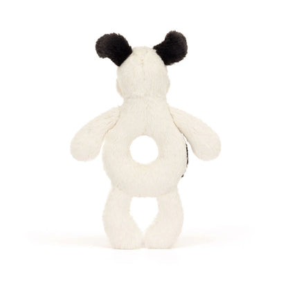 Bashful Black & Cream Puppy Rattle