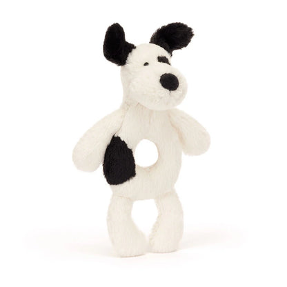 Bashful Black & Cream Puppy Rattle