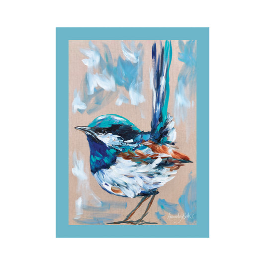 Blue Wren Tea Towel