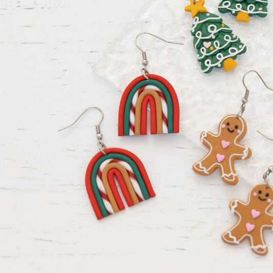 Christmas Earrings | Small Candy Cane Rainbow