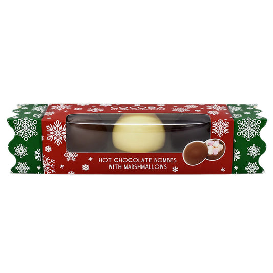 Hot Chocolate Mixed Bombes with Mini Marshmallows 150g  Christmas Cracker - Cococba