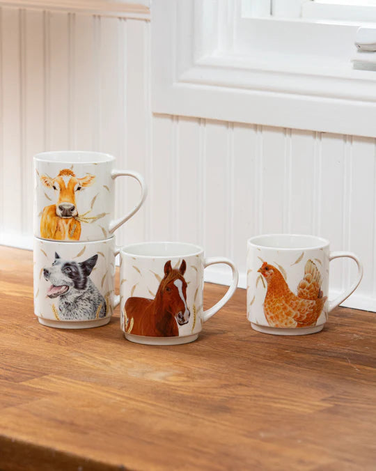 Farmyard Faces 2 Stackable Mugs