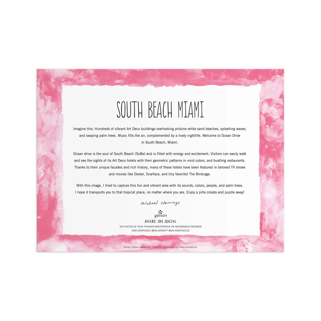 Galison Michael Storrings South Beach Miami Puzzle 1000pc