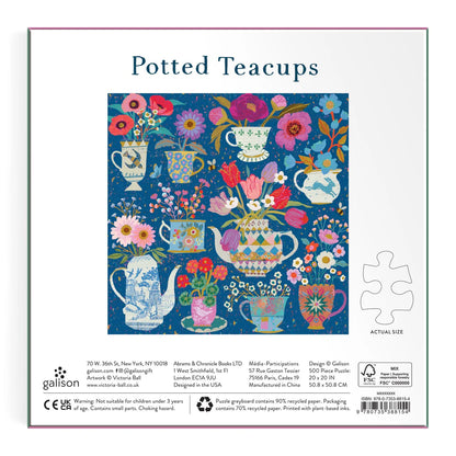 Galison Victoria Ball Potted Teacups Foil Puzzle 500pc