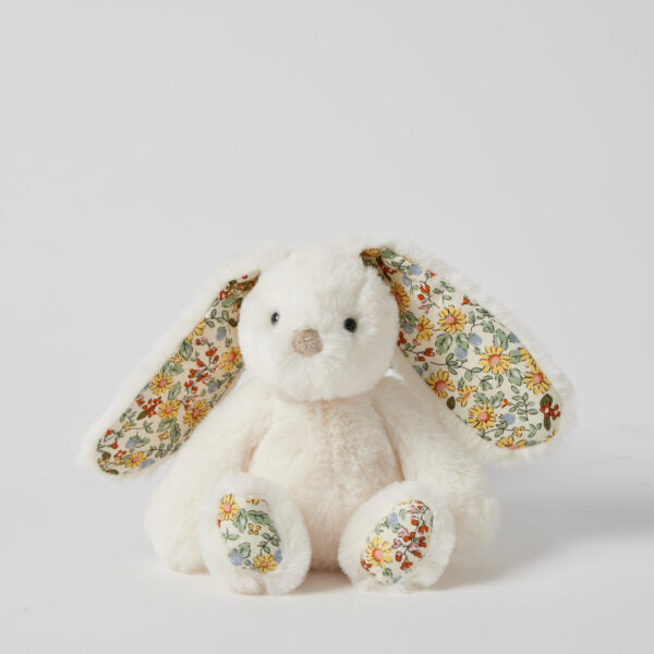 Floral White Bunny Rattle