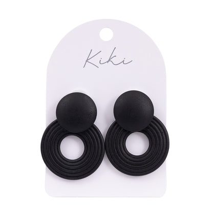 Kiki Earrings | Black Wooden Circle