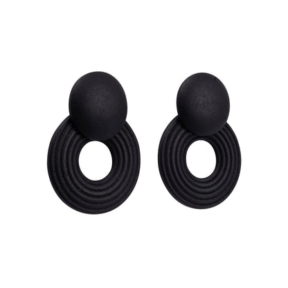 Kiki Earrings | Black Wooden Circle