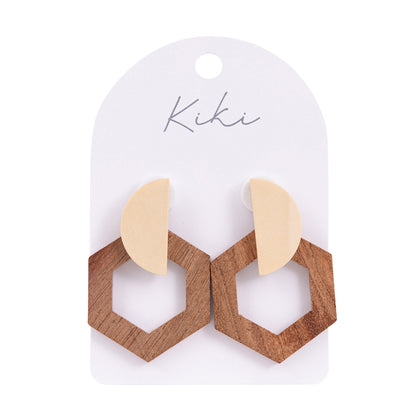 Kiki Earrings | Wooden Hexagon