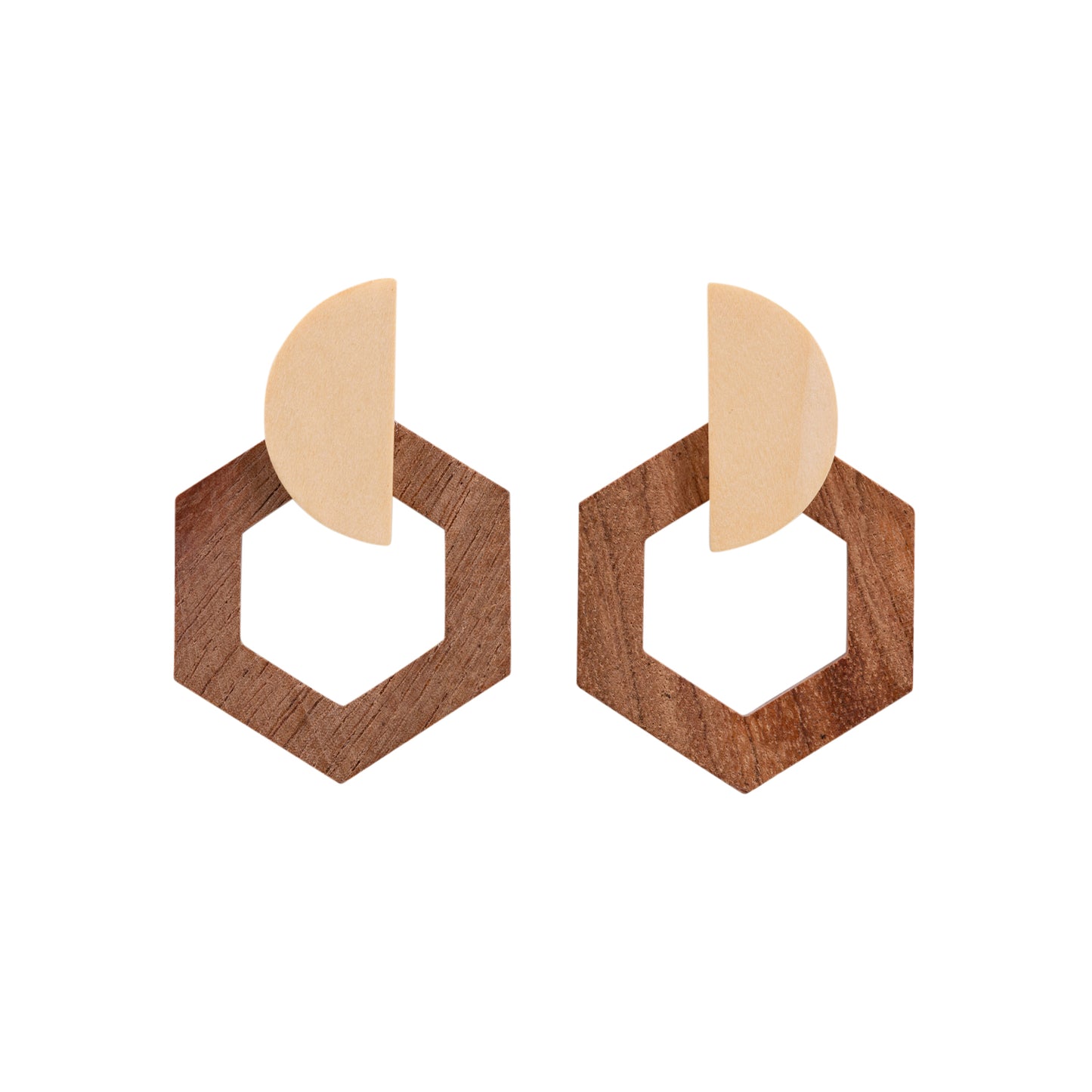 Kiki Earrings | Wooden Hexagon