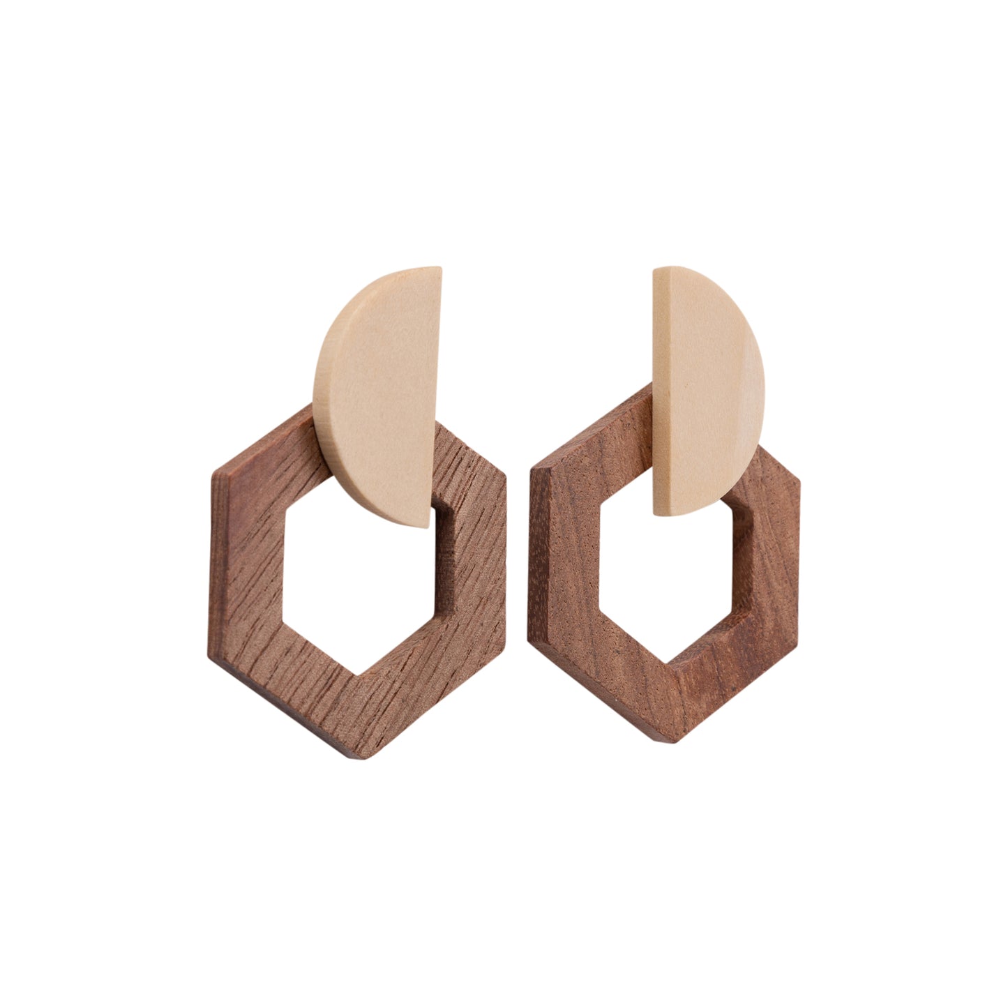 Kiki Earrings | Wooden Hexagon