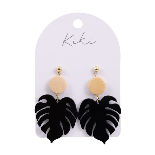 Kiki Earrings | Black Leaf