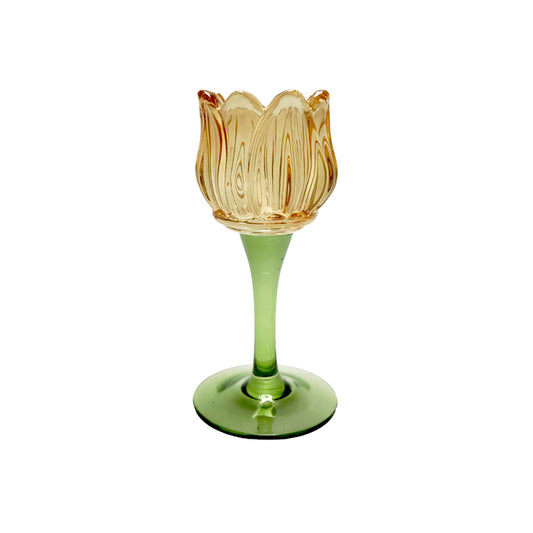 Figgins Stemmed Flower Votive | Amber