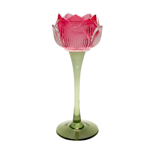 Figgins Stemmed Flower Votive | Fuschia