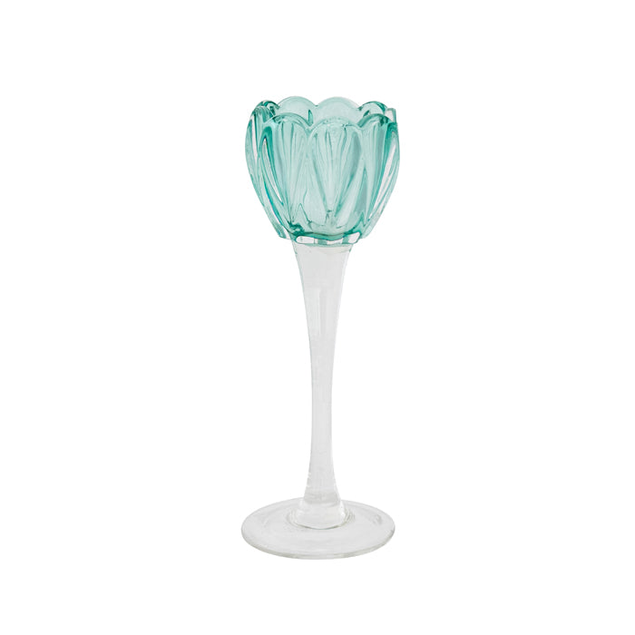 Verity Glass Flower Votive Holder | Mint Large