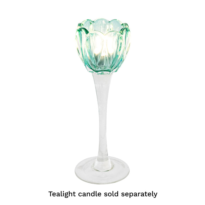 Verity Glass Flower Votive Holder | Mint Large