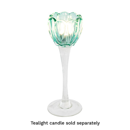 Verity Glass Flower Votive Holder | Mint Large