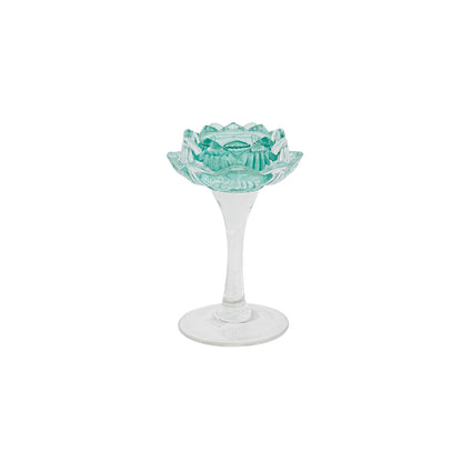 Verity Glass Flower Votive Holder | Mint Small