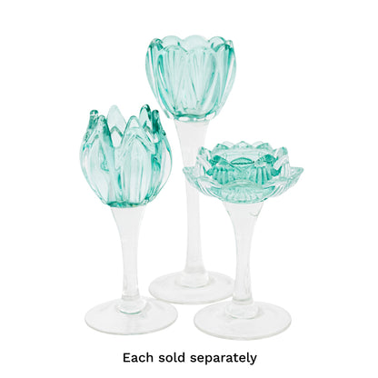 Verity Glass Flower Votive Holder | Mint Small