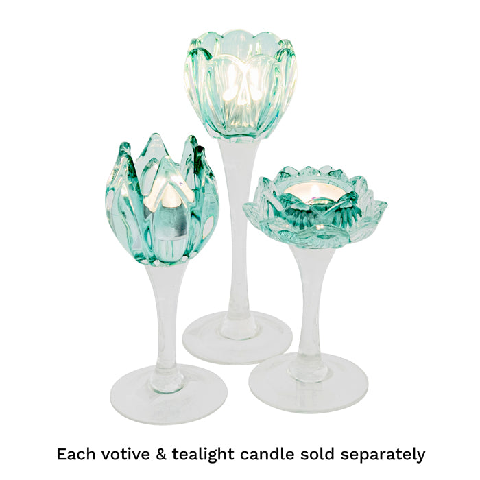 Verity Glass Flower Votive Holder | Mint Small